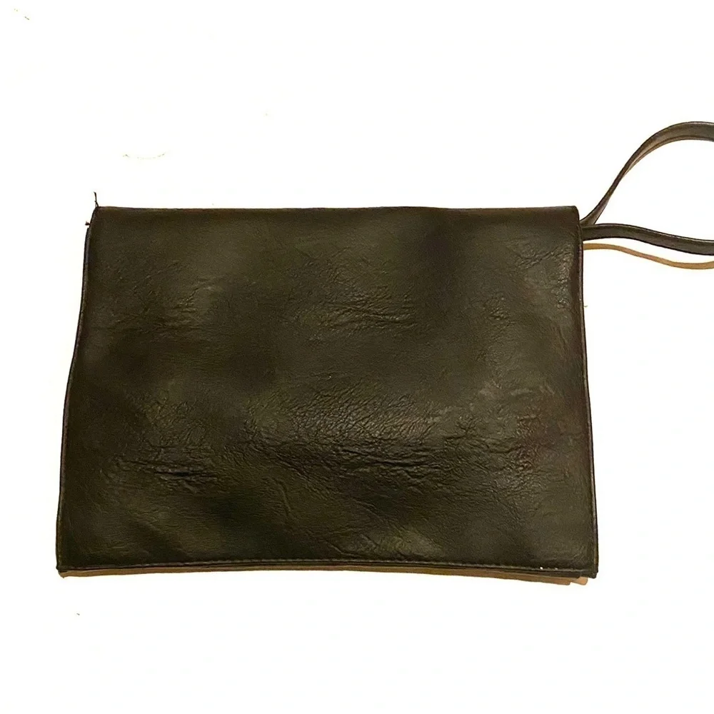Mossimo Envelope Wristlet Clutch Black Faux Leather